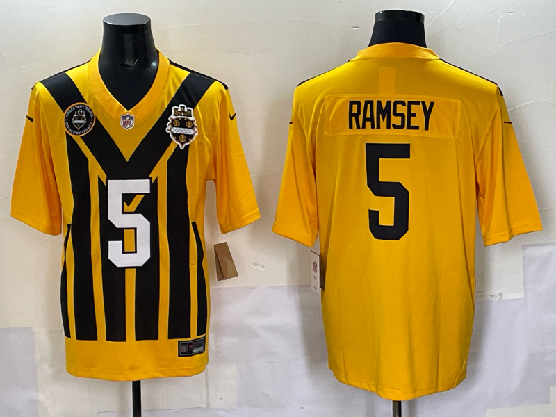 Men Pittsburgh Steelers #5 Ramsey Yellow Retro 2025 Nike Limited NFL Jersey style 001